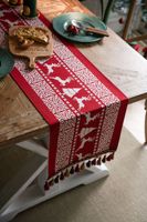 Chemin de table de Noël personnalisé imprimé motif dessin animé, décor festif pour la maison et l'hôtel, pour dîners en extérieur et fêtes, en polyester/coton jacquard tissé