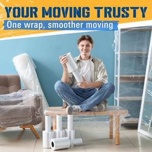 Rollo de Plástico Transparente para Envolver, Mini Rollo de Plástico para Mudanzas, Grosor de 80 Calibres, Envolturas Retráctiles de Alta Resistencia Industrial, Alto Brillo - Product Image 4