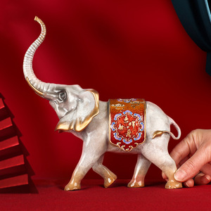 <b>Elephant</b> Figurines Enamel Painted Pair For Home Office <b>Decoration</b> Craft Gift - Product Image 3