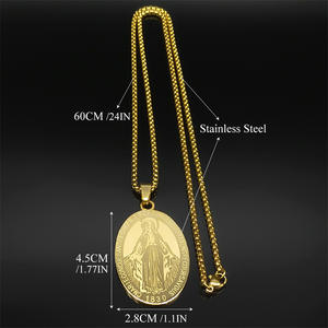 Collar con <span class=keywords><strong>Medalla</strong></span> <span class=keywords><strong>Milagrosa</strong></span> <span class=keywords><strong>de</strong></span> <span class=keywords><strong>Nuestra</strong></span> <span class=keywords><strong>Señora</strong></span> <span class=keywords><strong>de</strong></span> 1830 para Mujeres y Hombres, Acero Inoxidable, Color Dorado, Virgen María, Joyería Masculina con Cadena (NL265) - Product Image 6
