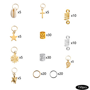 CECILLIA WIG Strumento per Extension Capelli Fai-da-Te con Anelli Colorati a Cinque Stelle, Piccolo Ciondolo a Conchiglia, Adesivo Colorato per <span class=keywords><strong>Trecce</strong></span>, Lega e Plastica - Product Image 2