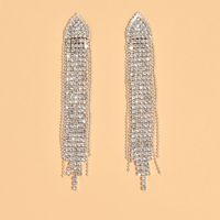 Boucles d'oreilles pendantes longues à pampilles et entièrement en cristal, modèle 973, pour femmes, vente en gros transfrontalière de bijoux et accessoires de bureau/carrière #