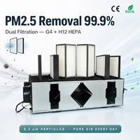 Ventilateur de récupération d'énergie ERV 250 m³/h avec filtre HEPA à bypass, élimination des PM2.5, moteur DC silencieux, montage au plafond