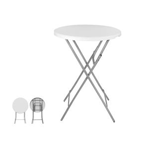 Table pliante JH JH-YB80 de style moderne commercial, portable, en plastique blanc, hauteur 80 cm - Product Image 1