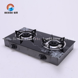 Table de cuisson à gaz en verre noir à 2 brûleurs avec allumage céramique, facile à nettoyer, pour usage domestique - Product Image 2