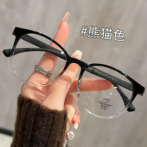 Nuevas gafas con montura ovalada TR8064 para mujer, montura completa, lentes de PC con filtro de luz azul, gafas sencillas, diseño ligero. - Product Image 4