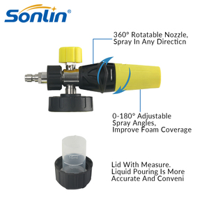 Bình tạo bọt tuyết áp suất cao màu vàng, đầu nối nhanh 1/4 inch, vòi phun điều chỉnh, bình chứa bọt kèm cốc đo - Product Image 3