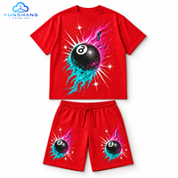 Ensemble deux pièces homme : T-shirt respirant en maille imprimé numérique à motif uni et short à cordon de serrage style streetwear (motif boule 8)