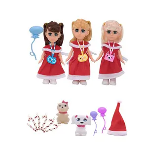 3 8 pouces émail main 4D yeux gros poupée pour enfants mélange de noël en plastique belle mini décoration de noël poupées de mode pour filles