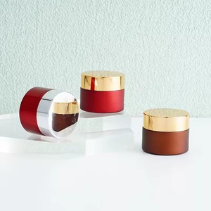 Pot en verre bleu vide pour crème cosmétique pour les yeux et le visage avec couvercle doré (option rouge) - Product Image 4