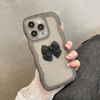 Housse de protection transparente en TPU à la mode Wave Edge Bow pour Apple pour iPhone 15 XR IPhone14 Pro Max pour iPhone 15 Protecteur d'appareil photo