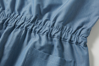 Combinaison en chambray à manches courtes pour femmes |   Combinaison décontractée à taille élastique pour le bureau et le travail au quotidien