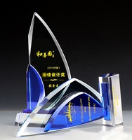 Trophée Plaque Bateau à Voile en Verre Cristal Personnalisable, Gravure Laser du LOGO, Modèle Coupe Colorée, Souvenir de Commémoration, Cadeau