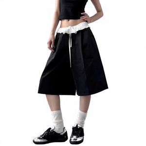 Pantalones Cortos de Punto Unisex de Algodón 100% Personalizados para el Verano 2025, Pierna Ancha, Casuales, con Estampado Moderno, Cintura Elástica Alta, Secado Rápido, Transpirables, para Mujer - Product Image 4