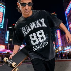 T-shirts surdimensionnés en coton 100% pour hommes, style streetwear, design personnalisé, impression numérique, délavage à l'acide, vente en gros - Product Image 2