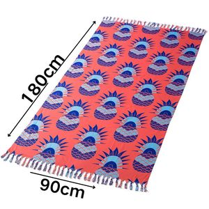 ผ้าขนหนูชายหาดพิมพ์ลายโพลีเอสเตอร์คอตตอน 90x180 ซม. ผ้าขนหนูรูปสี่เหลี่ยมผืนผ้าระบายอากาศได้ดี แห้งเร็ว สำหรับใช้ชายหาด - Product Image 4
