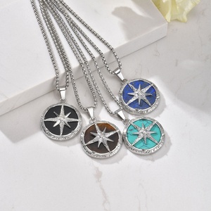 XR Wholesale Stainless Steel Hiphop Pendant <b>Necklace</b> Octagonal Star Tiger Eye Stone for Men's Party Gifts Fashion Jewelry - Product Image 6