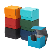 Boîte de rangement magnétique en cuir PU pour 100+ cartes TCG avec doublure en velours pour cartes de jeu à collectionner, organiseur de deck pour cartes sous étui