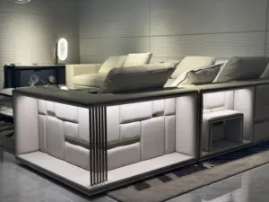 Babylon Sofá de couro de luxo italiano Design moderno e simples atmosfera de alta qualidade para sala de estar de canto de villa