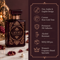 Autocollant de transfert UV personnalisé en feuille d'or rose pour bouteille de parfum, adhésif 3M durable, étanche, forme de logo personnalisée, métal