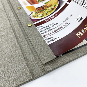 Porte-menus en tissu en gros avec fixation par vis, présentoirs de menus pour restaurants, tailles A4 et A5, pour restaurants - Product Image 2
