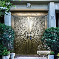 Porte d'entrée de villa de luxe Porte d'entrée en fonte d'aluminium finement sculptée Acier de haute qualité Performance antivol supérieure