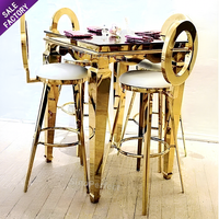 OEM petite table haute carrée en acier inoxydable de taille personnalisée table de bar or utilisée pour les fêtes de mariage pour les événements