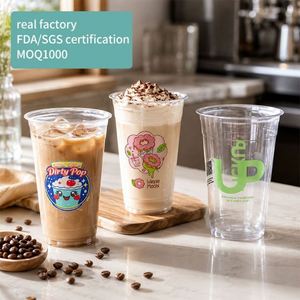 Vasos Desechables Personalizables de Plástico PET de 24oz para Milkshake, Estilo Retro, para Salón de Postres, Bebidas Dulces, Diseño Digital - Product Image 1