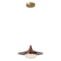 Restaurant-Kronleuchter im Vintage-Walnussmuster, Kreative UFO-Form, Höhenverstellbare Acryl-LED-Barlampe im Mid-Century-Stil