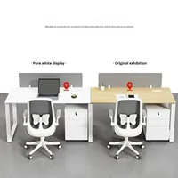 Bureau de travail moderne et simple BETUXE, cadre en fer, réglable, pour 2/4/6 personnes, avec cloison de séparation pour le personnel