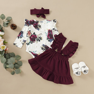 Conjunto de Ropa para Bebé Niña Recién Nacida, Moda 2021: Body Floral, Mono, Blusa, Camiseta, Falda con Tirantes, Diadema con Lazo - Product Image 6