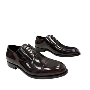 Chaussures habillées Oxford en cuir véritable noir, bout rond, à lacets, couleur unie, pour le bureau et la carrière, pour hommes, toutes saisons, semelle extérieure en caoutchouc - Product Image 2