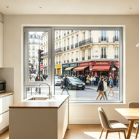 Fenêtre panoramique en aluminium à rupture de pont thermique de haute qualité, double vitrage anti-condensation pour villa résidentielle neuve