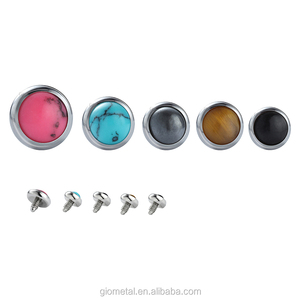 Giometal ASTM F136 titanio Mico Piercing dérmico Tops con bisel Set Crystal Gems Helix Tragus Body Piercing joyería al por mayor - Product Image 3