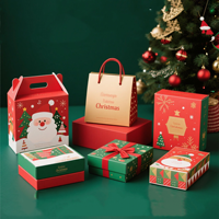 Boîte en carton de Noël personnalisée avec logo réutilisable, résistante, haut de gamme, en carton blanc, design flocon de neige givré, impression quadrichromie