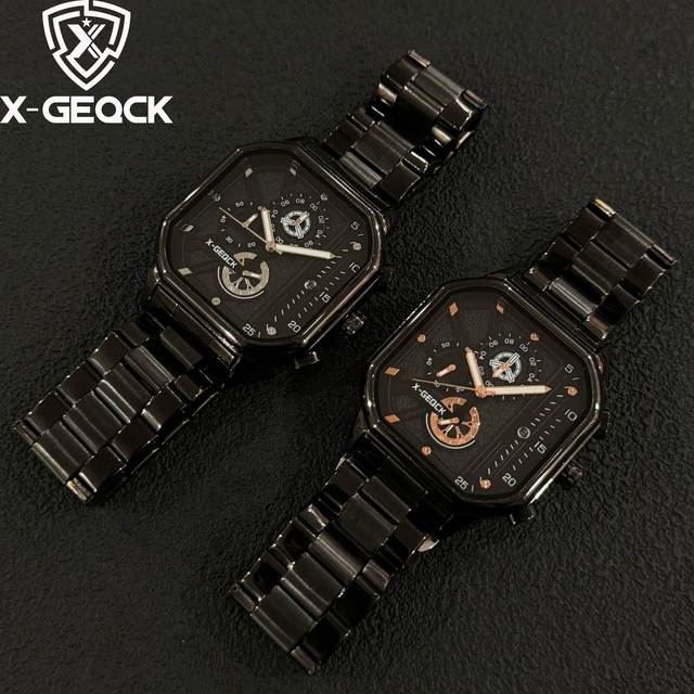 Men's Fashion Square  Watch Multi-function Chronograph Quartz Movement   Resistant Luminous  Three Pin Stainless Steel Watch