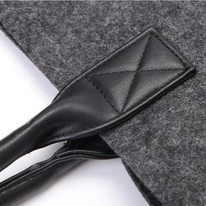 DEQI <strong>Black</strong> Felt Women Handbag Creative Lady Tote <strong>Solid</strong> Shopping <strong>Bag</strong> Casual Shoulder <strong>Bag</strong> Square Trend Felt <strong>Bags</strong> with PU Handles - Product Image 6
