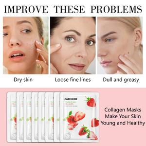 Masques faciaux coréens pour le soin de la peau, hydratants, apaisants, calmants, masque en feuille pour le visage à la fraise et au collagène - Product Image 6