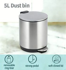 <span class=keywords><strong>Cubo</strong></span> de <span class=keywords><strong>Basura</strong></span> con Pedal de Acero Mate, Perfil Delgado, Instalación Bajo Fregadero para Cocinas Modernas y Oficinas, Ecológico y Resistente al Agua - Product Image 5