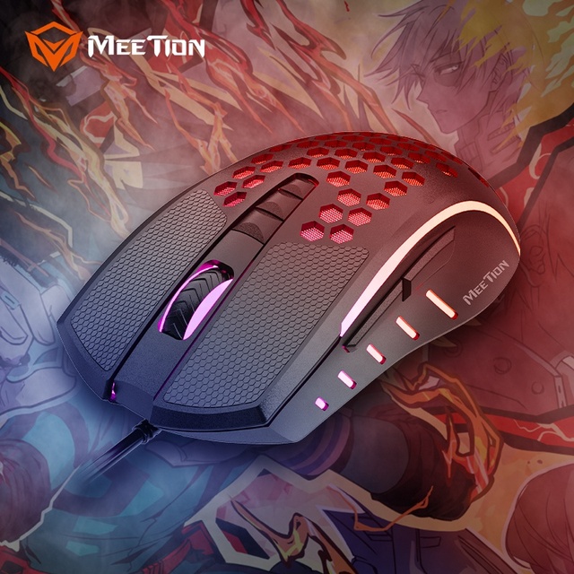GM015 Cheap Black Optical RGB Wired USB Backlight Gaming PC Computer Lightweight Honeycomb Gaming Mouse