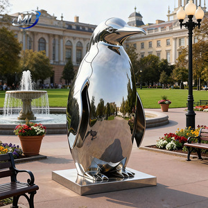 Grande sculpture d'extérieur en acier inoxydable en forme de pingouin, miroir 3D poli, pièce d'art personnalisable, couleur sur mesure, usage commercial, OEM - Product Image 3