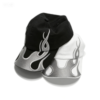 Casquette de baseball personnalisée Y2K Streetwear en coton à 6 panneaux, style Dad Hat, Snapback, avec motif Flamme Argentée Pailletée