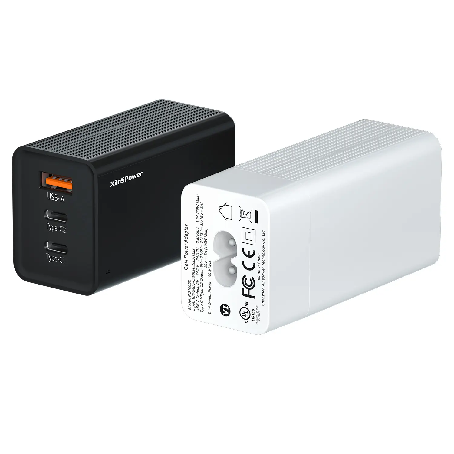 XinSPower fabrika 100w çok girişli şarj cihazı USB hızlı şarj çift bağlantı USB C duvar şarj için evrensel