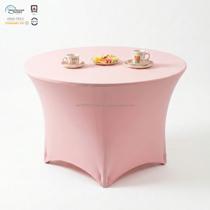 Housse de table ronde extensible en spandex blanc de luxe de 72 pouces, imperméable et écologique, pour mariage et dîner de prestige - Product Image 1