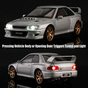 Modèle miniature de voiture de rallye JDM Classic <span class=keywords><strong>GC8</strong></span> 22B à l'échelle 1/32, avec lumières, sons, portes ouvrables, en alliage, fonction de recul, batterie au lithium - Product Image 4