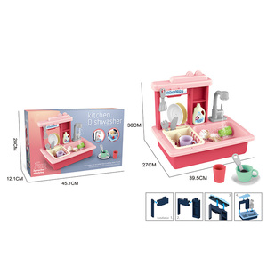 Juguete de Cocina para Niñas, Grifo Eléctrico de Juguete EPT, Lavavajillas Automático con Agua, Color Rosa - Product Image 3