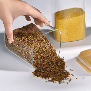 Juego de Recipientes Herméticos para Almacenamiento de Alimentos con Tapas de Bambú, <span class=keywords><strong>5</strong></span> Piezas, Recipientes de Vidrio para Cereales, Juego de Almacenamiento para Alimentos Secos - Product Image 3