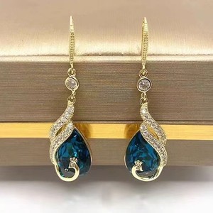 Boucles d'oreilles de luxe haut de gamme en cristal, style Danse du Phénix Neuf Cieux, élégantes et imposantes, style célébrité internet pour femmes - Product Image 1