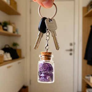 Porte-clés personnalisé en cristal de guérison fait main, bouteille à vœux, thème amour, pour décoration, vente en gros - Product Image 4