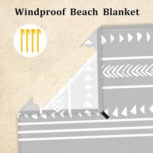 Quick Dry <strong>Extra</strong> <strong>Large</strong> Beach Mat Sand-proof Camping Picnic <strong>Blanket</strong> 4 Stakes Pockets Free Sample Featuring Carton Solid Dot - Product Image 2